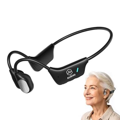 Aurimi Bone Conduction Hearing Amplifier - Open Ear Comfortable Sound Enhancement Device for Seniors, Lightweight 25g Wearable with 10H Battery (Black)