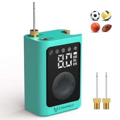 ETENWOLF Electric Ball Pump Inflation & Deflation 2-17 PSI, 2600mAh Basketball Pump with Precise Pressure Gauge, Rechargeable Air Pump for Balls, Soccer Ball Air Pump