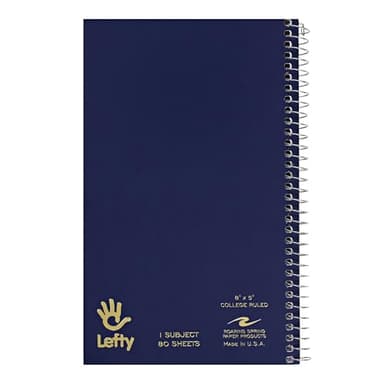 Roaring Spring Lefty Spiral Journal, College Ruled Small Left Handed Notebook, 8" x 5", 80 Sheets, Assorted Color Covers