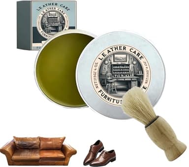 Leather Furniture Repair Salve & Brush Set – Cream & Wax Restorer for Couches, Chairs and Wood Surfaces – Conditioning Wood Balm for Scratches & Fading
