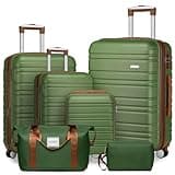 LARVENDER Luggage Sets 6 Piece, Expandable Hardside Carry on Suitcase Set with Spinner Wheels, Lightweight Rolling Luggage Sets for Women with TSA Lock, Green