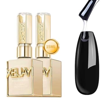 Xeijayi -15ml Gel Top Coat Set - Glass Shine & Rubber Top - Soak-Off UV/LED - High-Gloss Finish, Strengthening, Quick Cure, Long-Lasting, Chip-Resistant - Professional & DIY Manicure (2, Transparent)