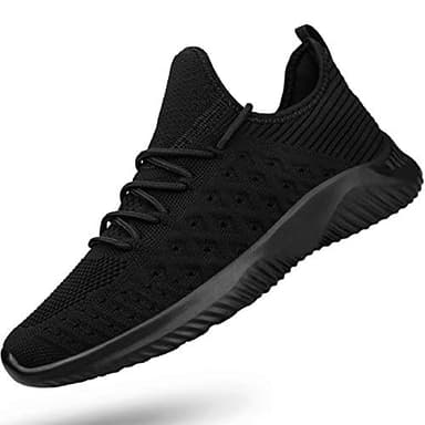 Feethit Mens Slip On Walking Shoes Lightweight Breathable Non Slip Running Shoes Comfortable Fashion Sneakers for Men Black Size 10.5