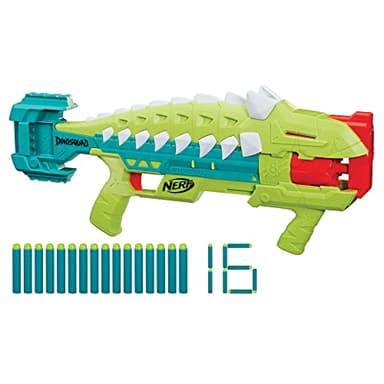 Nerf DinoSquad Armorstrike Dart Blaster, 16 Darts, Indoor and Outdoor Games, Dinosaur Toys for 8 Year Old Boys and Girls and Up