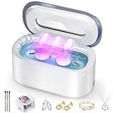 Ultrasonic Jewelry Cleaner, 48Khz 30W Portable Professional Jewelry Cleaner Ultrasonic Machine with Digital Timer, 12OZ Ultrasonic Cleaner for Eyeglasses, Rings, Necklaces, Dentures