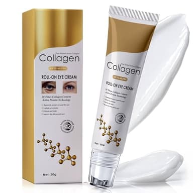 Age Correcting Eye Cream, Anti-Aging Hyaluronic Acid, Collagen & Caffeine Reduce Wrinkles, Dark Circles & Under Eye Puffiness, Lift, Firm & Brighten Eyes, Ice Roller For Under Eye Bags And Puffy Eyes