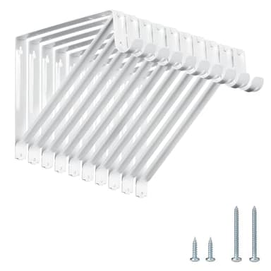 KOVOSCH 10 Pack Heavy Duty Closet Shelf & Rod Brackets, Wall Mounted Closet Shelf Brackets, 11 x 9.45 Inch Closet Shelf Brackets with Rod Support, White
