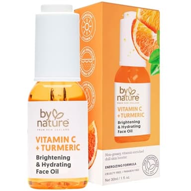 By Nature Hydrating Face Oil - Vitamin C, Turmeric & Plant Squalane Nourishes Skin for Radiant Vitality & Health Glow, for Women & Men, 1 Fl Oz