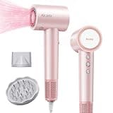 Hair Dryer, 110,000 RPM High-Speed Ionic Blow Dryer for Fast Drying, Professional Lightweight Hairdryer with Diffuser, Magnetic Nozzle, 4 Temps & 2 Speeds, Low Noise for Travel & Home - Pink