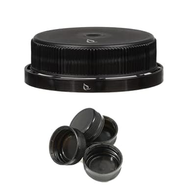[100 PACK] 38MM Black Tamper Evident Ratchet Caps/Lids for Empty Foggy Plastic Juice Bottles by EcoQuality
