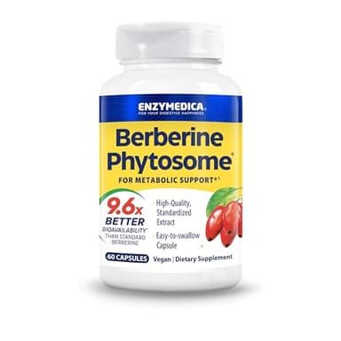 Enzymedica, Berberine Phytosome, 9.6X Better Bioavailability, High Potency Natural Vegan Herbal Supplement for Metabolic Support, 60 Capsules