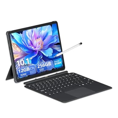 YOZISUAN 10.1" 2 in 1 Tablet/Laptop Computer, 12GB RAM+256GB SSD, Touchscreen Laptops with Stylus and Keyboard, M3-8100Y Processor(up to 3.40GHz), Backlit Keyboard,WiFi 5, BT 5, HDMI, Dual Camera
