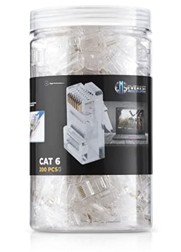 Everest Cat6 RJ45 Pass Through Connector 200-Pack - EZ Cat 6 Pass Through RJ45 Connectors - cat 6 connectors - Ethernet Connector - Ethernet Plug - for Solid or Stranded UTP Network Cable