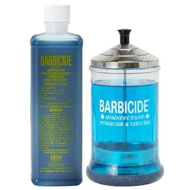 BARBICIDE Disinfectant Jar and Concentrate Starter Set (21 Oz Jar + 16 Fl Oz)– Professional Salon, Spa & Barber Tool Sanitizing Kit
