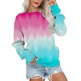 black women friday deals baby Sweatshirts for Women Casual Crewneck Pullover Fashion Gradient Print Sweatshirt Fall Winter Cute Long Sleeve Tops Shirts