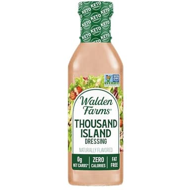 Walden Farms Thousand Island Dressing - Calorie-Free, Gluten-Free, Low Carb, Keto-Friendly, Sugar-Free, Dairy-Free Creamy Thousand Island Flavor - 12 oz Bottle