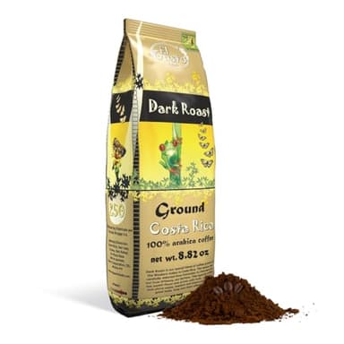 Costa Rican Coffee Dark Roast Ground (8.8oz) - 100% Fresh Arabica Beans, Shade Grown & Locally Sourced - Costa Rican Souvenirs, Perfect Coffee Lover Gift
