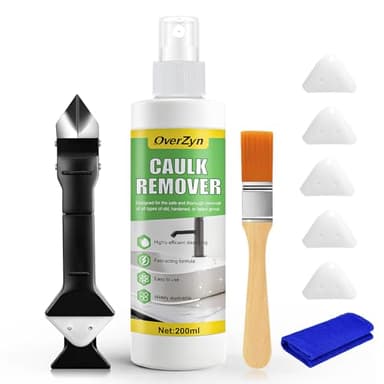 OverZyn Caulk Remover, Silicone Remover with Caulk Removal Tool Powerful Penetration Rapid Decomposition Surface Safety Widely Applicable for Bathroom Kitchen Floor Window, 6.76 Oz