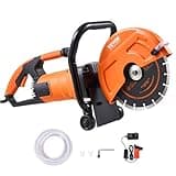 VEVOR Electric Concrete Cutter, 9 in Circular Saw with 3.5 in Cutting Depth, Wet/Dry Disk Cutter Includes Water Line, Pump and Blade, for Stone, Brick, Porcelain, Concrete, 1800W/15A Motor