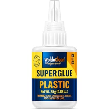 WoldoClean Super Glue for Plastic 25g for Instant Strength - Waterproof, Heat-Resistant, Clear Glue with Precise Nozzle