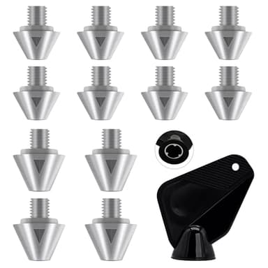 Mengudig Soccer Cleats Studs for adidas, 12PCS Aluminum Screw-in Cleat Spikes for Soft Ground, with Wrench, Only Compatible with M6 Thread Football Boots (Silver)