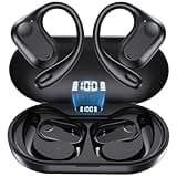Open Ear Headphones Wireless Earbuds Air-Conduction Bluetooth Earphones LED Digital Display 24H Playtime Over Ear Buds Stereo Sound Lightweight with Earhooks for iPhone Android Cell Phones Sports Work