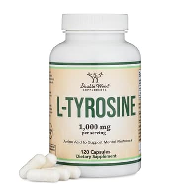 L-Tyrosine 1,000mg per Serving, 120 Veggie Capsules (L Tyrosine Supplement for Memory, Attention, and Focus) Amino Acid, Vegan Safe, Non-GMO by Double Wood