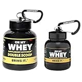 ONMYWHEY Protein Powder Container To Go - Travel Water Bottle Funnel For Mixes, Portable Pre Workout Supplement Containers & Dispenser Funnels, Mini Preworkout Supplements Holder Keychain Bottles