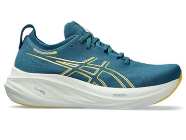 ASICS Men's Gel-Nimbus 26 Running Shoe, 12, Evening Teal/Light Mustard