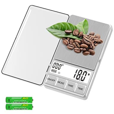 WEIGHTMAN Small Coffee Scale with Timer, Espresso Scale with Timer 1000 x 0.1g, Mini Food Scale Large Backlit LCD Display Stainless Steel, Digital Pocket Scale Grams and Ounces…