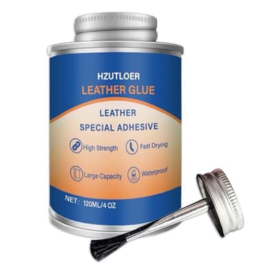 Hzutloer Leather Adhesive,120ML Leather Repair Glue Cement,Super Glue with Brush for Purses,Sofas,Furniture,Car Seat,Shoes,Waterproof, High Strength