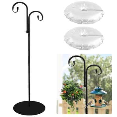 HAOPENGYOU 32-75" Shepherd Hook Stand, Adjustable Free Standing Pole Holder for Hanging Bird Feeders, Lanterns, Wreaths and Wind Chimes, Indoor and Outdoor Use on Patio, Yard or Porch