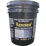 Rexoseal Asphalt Driveway Sealer - Protects and Waterproofs Asphalt Surfaces - Flexible Asphalt Coating - Glossy Black, 5 Gallon