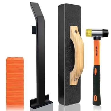 NAACOO Laminate/Vinyl Flooring Tools, Heavy Tapping Block for Vinyl Plank Floor - Knock 1-2 Times, Heavy Pull Bar, 40pc Flooring Spacers, Rubber Mallet - 4 in 1 Floor Installation Kit