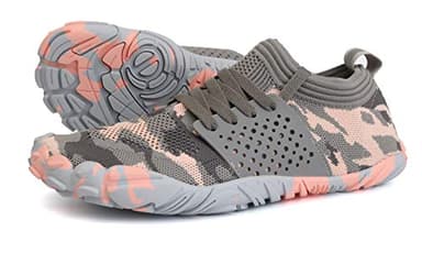 Joomra Women's Trail Running Minimal Shoes Size 5.5-6 Camping Toes Teen Girls Hiking Trekking Workout Sneaker Barefoot Walking Sneakers Grey Pink 36