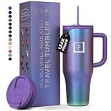 IRON °FLASK Co-Pilot Insulated Mug w/Straw & Flip Cap Lids - Cup Holder Bottle for Hot, Cold Drink - Leak-Proof - Water, Coffee Portable Travel Mug - Aurora, 32 Oz