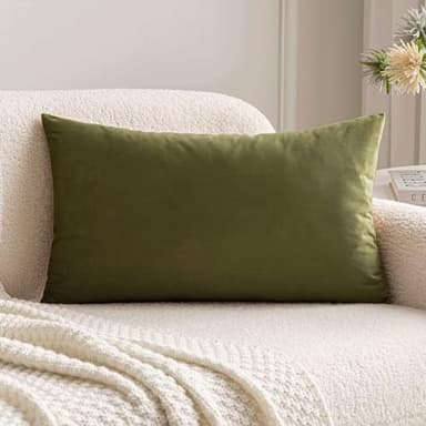 MIULEE Velvet Pillow Cover Soft Luxury Decorative Throw Pillow Cover Single Rectangle Cushion Case for Spring Couch Sofa Bedroom Car Decor,12x20 Inch Olive Green