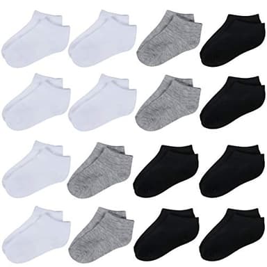 Tenpluszero Toddler Socks - 16 Pack Kids Low Cut Athletic Ankle Socks Baby Boys Girls Breathable Socks Bulk