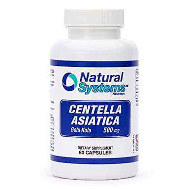 Centella Asiatica 500 mg 60 Capsules by Natural Systems - Gotu Kola Herb Moisturizer for Your Skin - Extract Also Beneficial for Calming Mind Tiredness