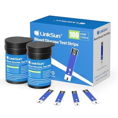 LinkSun Diabetic Blood Test Strips*100, Used for G-425-1,G-425-2V, G-425-3, G-427B Blood Glucose Monitor Only, 0.7μl Blood Sample, Accurate Measurement, Results in 5 Seconds, 2 Bottles of 50 Pc