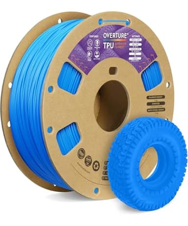 OVERTURE TPU Filament 1.75mm Flexible Roll, 95A Soft 3D Printer Filament, 1kg Spool (2.2 lbs), Fit Most FDM Printer (TPU Digital Blue)