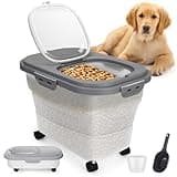 YECERCAN Pet Food Container, Collapsible Dog Food Storage Container with Detachable Casters & Airtight Lid for Keeping Dry Kibbles, With Dog Food Scoop and Measuaring Cups
