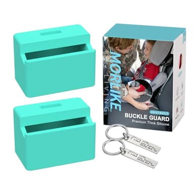 Morlike Silicone Seatbelt Secure Buckle Safety Cover Lock | Keep Children Safe in Car Seat and Prevent Kids from Accidentally Unbuckling | Buckle Guard Fits Almost Vehicles (Light Blue, 2 Pack)