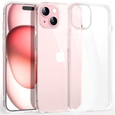 Supdeal Shockproof Clear Case for iPhone 15, [Not Yellowing] [10FT Military Drop Protection] Hard Clear Back Silicone Edge Four Corner Airbags Drop Protection Phone Cover, 6.1 inch, Transparente