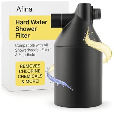 Afina Shower Filter For Hard Water - Removes 99% Chlorine, Harmful Substances & Heavy Metals - Improves your Skin & Hair (Black)