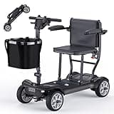 ENGWE Electric Powered Mobility Scooter, 43.2Lbs Lightweight Folding Mobility Scooters for Adults Seniors Travel w/Removable 240WH Lithium Battery and Basket,Charger (Black)