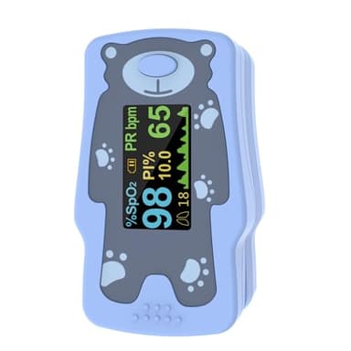 VOLUETH New Version Kids Pulse Oximeter Fingertrip, Blood Oxygen Saturation for Children, Portable Oxygen Meter with OLED Screen Included 2AAA Batteries