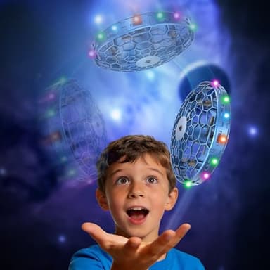 PYMSRTY Flying Toy Drone for Kids，360° Hands Free Motion Sensors Mini Drone with Cool LED Lights,Easy Indoor Small UFO Toy Flying Ball Drone for Kids -Blue