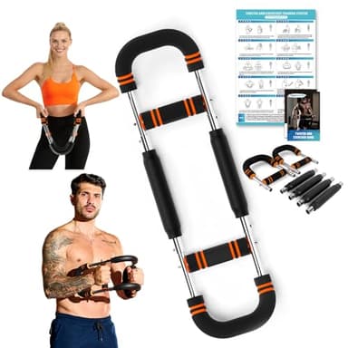 Twister Arm Trainer, Adjustable 6 Resistance Levels(30-120lb) Twister Arm Chest Exerciser with 4 Springs & Poster for Men & Women, Chest Workout Device Equipment for Chest Clip Muscle & Arm Strength