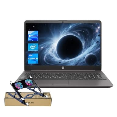 HP Premium 255 G9 15.6" HD Laptop, Intel Core Processor, 8GB RAM, 256GB SSD, Webcam, SD Card Reader, HDMI, RJ-45, Wi-Fi, Windows 11 Home, Black, Bundle with PCO Notebook Fold Radiator, Cooler